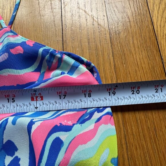 Lilly Pulitzer Size L NEW Blue Pink Kimi Silk Sleeveless Asymmetrical Hem Dress - Picture 13 of 16